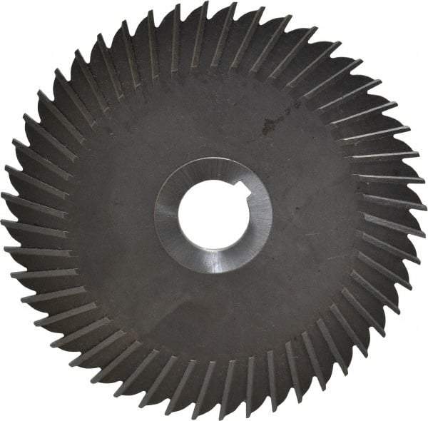 Made in USA - 6" Blade Diam x 1/8" Blade Thickness, 1" Hole, 48 Teeth, High Speed Steel Side Chip Saw - Straight Tooth, Arbor Connection, Right Hand Cut, Uncoated, with Keyway - Exact Industrial Supply