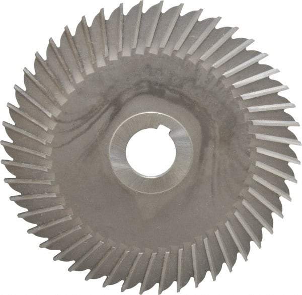 Made in USA - 6" Blade Diam x 5/32" Blade Thickness, 1" Hole, 48 Teeth, High Speed Steel Side Chip Saw - Straight Tooth, Arbor Connection, Right Hand Cut, Uncoated, with Keyway - Exact Industrial Supply