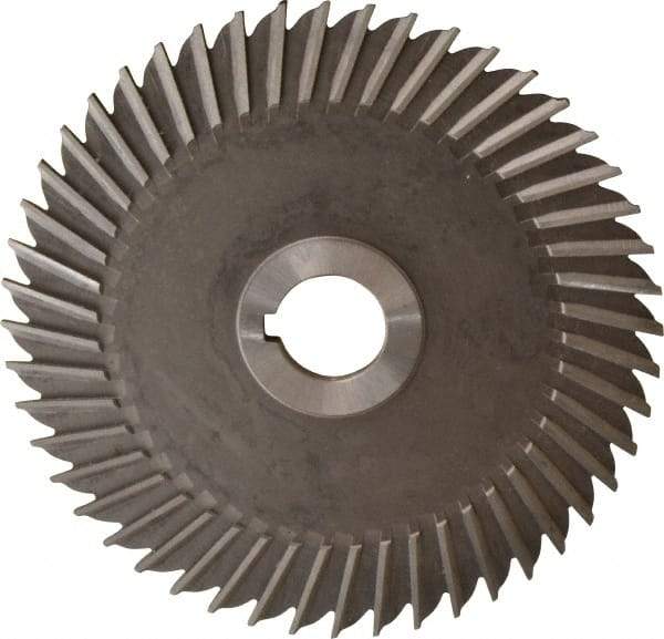 Made in USA - 6" Blade Diam x 3/16" Blade Thickness, 1" Hole, 48 Teeth, High Speed Steel Side Chip Saw - Straight Tooth, Arbor Connection, Right Hand Cut, Uncoated, with Keyway - Exact Industrial Supply