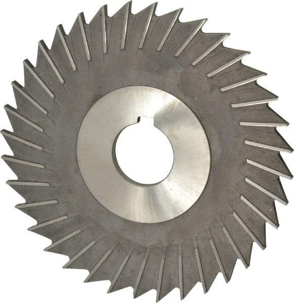 Made in USA - 6" Blade Diam x 3/16" Blade Thickness, 1-1/4" Hole, 48 Teeth, High Speed Steel Side Chip Saw - Straight Tooth, Arbor Connection, Right Hand Cut, Uncoated, with Keyway - Exact Industrial Supply