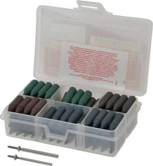 Made in USA - 102 Piece Rubberized Abrasive Point Set - Includes 2 Mandrels & 100 Points - Exact Industrial Supply