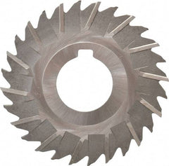 Made in USA - 3" Blade Diam x 1/16" Blade Thickness, 1" Hole, 28 Teeth, High Speed Steel Side Chip Saw - Staggered Tooth, Arbor Connection, Right Hand Cut, Uncoated, with Keyway - Exact Industrial Supply