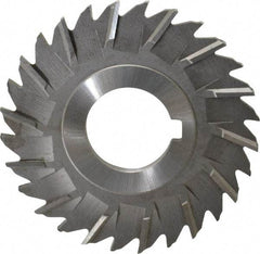 Made in USA - 3" Blade Diam x 5/32" Blade Thickness, 1" Hole, 28 Teeth, High Speed Steel Side Chip Saw - Staggered Tooth, Arbor Connection, Right Hand Cut, Uncoated, with Keyway - Exact Industrial Supply