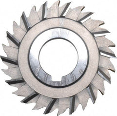 Made in USA - 3" Blade Diam x 1/4" Blade Thickness, 1" Hole, 28 Teeth, High Speed Steel Side Chip Saw - Staggered Tooth, Arbor Connection, Right Hand Cut, Uncoated, with Keyway - Exact Industrial Supply