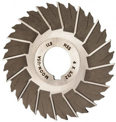 Made in USA - 4" Blade Diam x 3/32" Blade Thickness, 1" Hole, 32 Teeth, High Speed Steel Side Chip Saw - Staggered Tooth, Arbor Connection, Right Hand Cut, Uncoated, with Keyway - Exact Industrial Supply