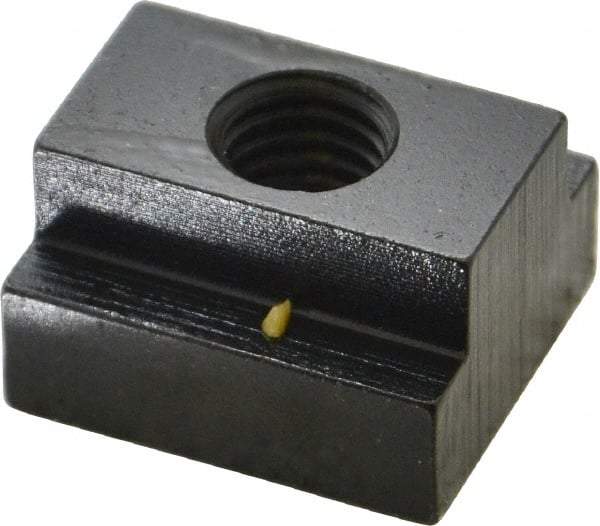 Gibraltar - 1/2-13 Tapped Through T Slot Nut - 11/16" Slot Width, 1-1/8 x 7/16" Base Width x Height, 1-1/4 x 3/4" OAL x Height - Exact Industrial Supply