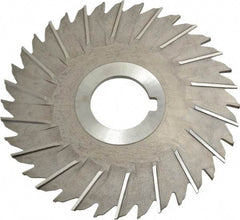 Made in USA - 5" Blade Diam x 1/8" Blade Thickness, 1-1/4" Hole, 36 Teeth, High Speed Steel Side Chip Saw - Staggered Tooth, Arbor Connection, Right Hand Cut, Uncoated - Exact Industrial Supply