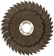 Made in USA - 6" Blade Diam x 1/8" Blade Thickness, 1" Hole, 40 Teeth, High Speed Steel Side Chip Saw - Staggered Tooth, Arbor Connection, Right Hand Cut, Uncoated, with Keyway - Exact Industrial Supply