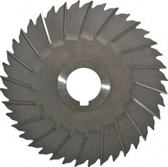 Made in USA - 6" Blade Diam x 5/32" Blade Thickness, 1-1/4" Hole, 40 Teeth, High Speed Steel Side Chip Saw - Staggered Tooth, Arbor Connection, Right Hand Cut, Uncoated, with Keyway - Exact Industrial Supply