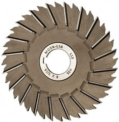 Made in USA - 6" Blade Diam x 3/16" Blade Thickness, 1-1/4" Hole, 40 Teeth, High Speed Steel Side Chip Saw - Staggered Tooth, Arbor Connection, Right Hand Cut, Uncoated, with Keyway - Exact Industrial Supply