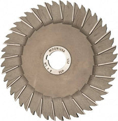 Made in USA - 8" Blade Diam x 1/4" Blade Thickness, 1-1/4" Hole, 48 Teeth, High Speed Steel Side Chip Saw - Staggered Tooth, Arbor Connection, Right Hand Cut, Uncoated, with Keyway - Exact Industrial Supply