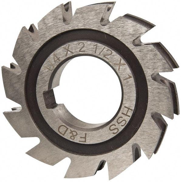 Made in USA - 1/8" Radius, 1/4" Circle Diam, 2-1/2" Diam x 0.445" Wide Cut, High Speed Steel Concave Radius Cutter - 2-1/2" OAL, Arbor Connection, Uncoated, Form Relieved, 10 Teeth - Exact Industrial Supply