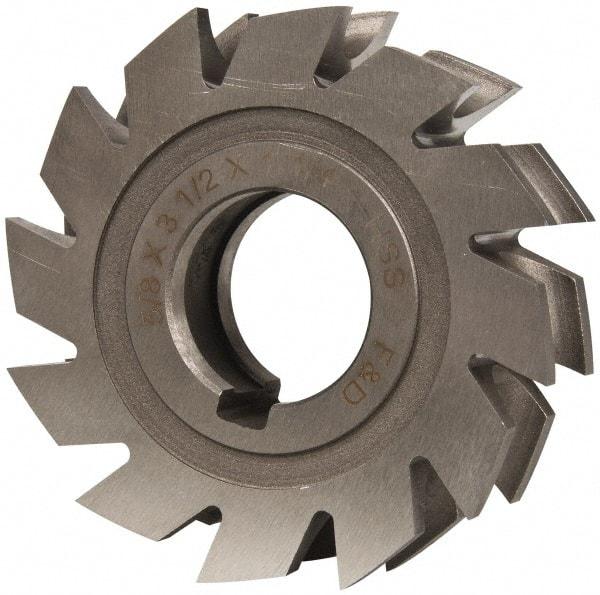 Made in USA - 5/16" Radius, 5/8" Circle Diam, 3-1/2" Diam x 1.01" Wide Cut, High Speed Steel Concave Radius Cutter - 3-1/2" OAL, Arbor Connection, Uncoated, Form Relieved, 10 Teeth - Exact Industrial Supply