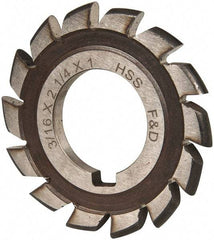 Made in USA - 3/16" Radius, 3/16" Circle Diam, 2-1/4" Cutter Diam, Arbor Connection, Convex Radius Cutter - High Speed Steel, Uncoated, Form Relieved, 14 Teeth - Exact Industrial Supply