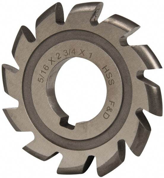 Made in USA - 5/32" Radius, 5/8" Circle Diam, 2-3/4" Cutter Diam, Arbor Connection, Convex Radius Cutter - High Speed Steel, Uncoated, Form Relieved, 12 Teeth - Exact Industrial Supply