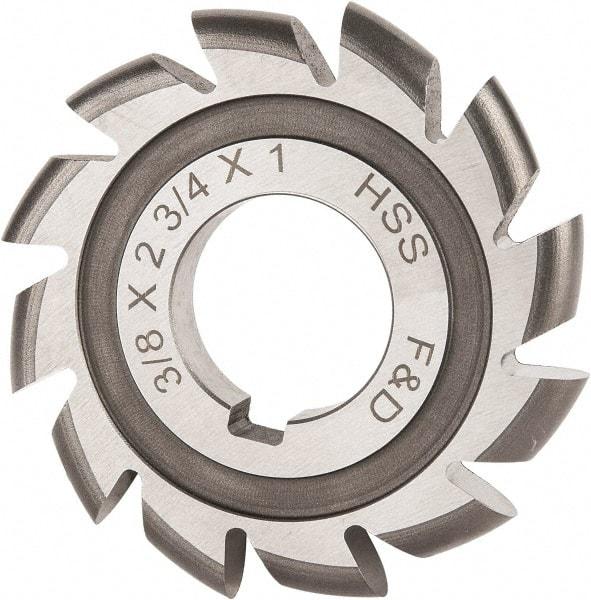 Made in USA - 3/16" Radius, 3/8" Circle Diam, 2-3/4" Cutter Diam, Arbor Connection, Convex Radius Cutter - High Speed Steel, Uncoated, Form Relieved, 12 Teeth - Exact Industrial Supply