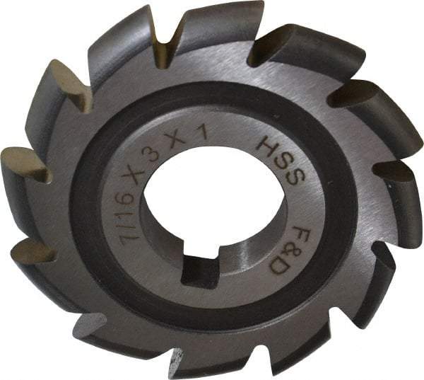 Made in USA - 7/32" Radius, 7/16" Circle Diam, 3" Cutter Diam, Arbor Connection, Convex Radius Cutter - High Speed Steel, Uncoated, Form Relieved, 12 Teeth - Exact Industrial Supply