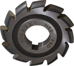 Made in USA - 7/32" Radius, 7/16" Circle Diam, 3" Cutter Diam, Arbor Connection, Convex Radius Cutter - High Speed Steel, Uncoated, Form Relieved, 12 Teeth - Exact Industrial Supply