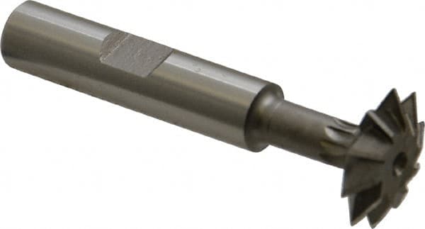 Made in USA - 3/4° 3/4" Cut Diam, 3/16" Cut Width, 3/8" Shank, High Speed Steel Double-Angle Cutter - Exact Industrial Supply