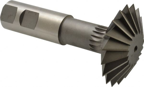 Made in USA - 2-1/4° 2-1/4" Cut Diam, 3/4" Cut Width, 7/8" Shank, High Speed Steel Double-Angle Cutter - Exact Industrial Supply