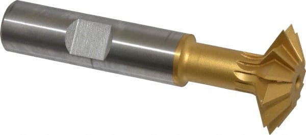 Made in USA - 1° 1" Cut Diam, 5/16" Cut Width, 1/2" Shank, High Speed Steel Double-Angle Cutter - Exact Industrial Supply