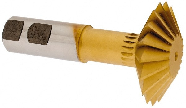 Made in USA - 2-1/4° 2-1/4" Cut Diam, 3/4" Cut Width, 7/8" Shank, High Speed Steel Double-Angle Cutter - Exact Industrial Supply