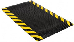 Wearwell - 5' Long x 3' Wide, Dry Environment, Anti-Fatigue Matting - Black with Yellow Chevron Borders, Vinyl with Nitrile Blend Base, Beveled on 4 Sides - Exact Industrial Supply