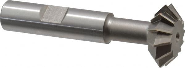 Made in USA - 1° 1" Cut Diam, 3/8" Cut Width, 1/2" Shank, High Speed Steel Double-Angle Cutter - Exact Industrial Supply