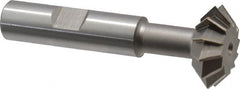 Made in USA - 1° 1" Cut Diam, 3/8" Cut Width, 1/2" Shank, High Speed Steel Double-Angle Cutter - Exact Industrial Supply