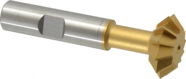 Made in USA - 1° 1" Cut Diam, 3/8" Cut Width, 1/2" Shank, High Speed Steel Double-Angle Cutter - Exact Industrial Supply