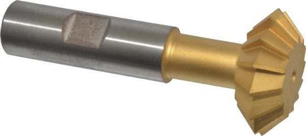 Made in USA - 1-3/8° 1-3/8" Cut Diam, 1/2" Cut Width, 5/8" Shank, High Speed Steel Double-Angle Cutter - Exact Industrial Supply