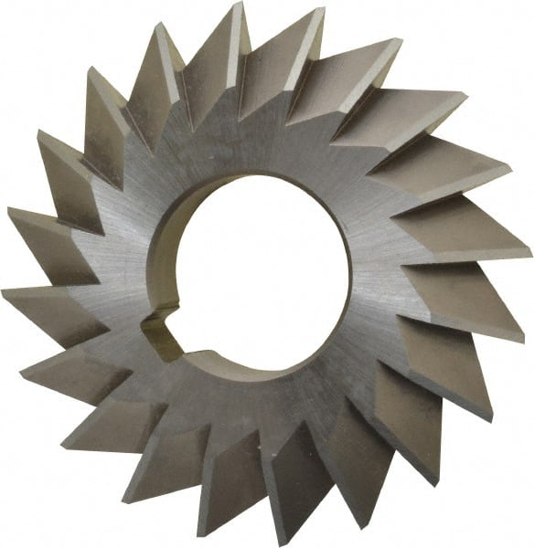 Made in USA - 2-3/4° 2-3/4" Cut Diam, 1/2" Cut Width, 1" Arbor, High Speed Steel Double-Angle Cutter - Exact Industrial Supply