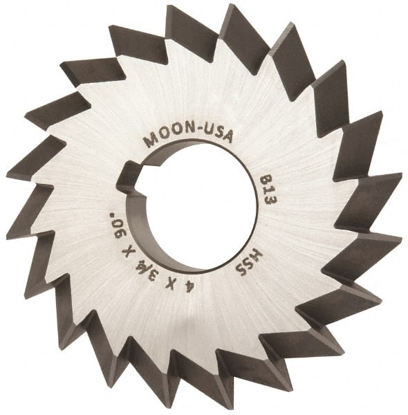 Made in USA - 4° 4" Cut Diam, 3/4" Cut Width, 1-1/4" Arbor, High Speed Steel Double-Angle Cutter - Exact Industrial Supply