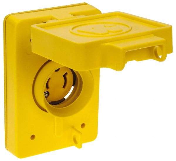 Value Collection - 125 VAC, 15 Amp, L1-15R NEMA, Ungrounded Receptacle - 2 Poles, 2 Wire, Female End, Yellow - Exact Industrial Supply