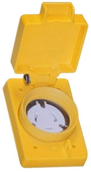 Value Collection - 125 VAC, 30 Amp, L5-30R NEMA, Ungrounded Receptacle - 2 Poles, 3 Wire, Female End, Yellow - Exact Industrial Supply