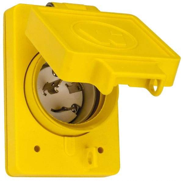 Value Collection - 250 VAC, 20 Amp, L6-20P NEMA, Ungrounded Receptacle - 2 Poles, 3 Wire, Male End, Yellow - Exact Industrial Supply