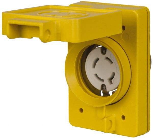 Value Collection - 480 VAC, 20 Amp, L16-20R NEMA, Self Grounding Receptacle - 3 Poles, 3 Wire, Female End, Yellow - Exact Industrial Supply