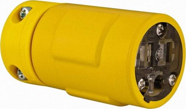 Value Collection - 125 VAC, 15 Amp, 5-15 NEMA, Straight, Ungrounded, Industrial Grade Connector - 2 Pole, 3 Wire, 1 Phase, Rubber, Yellow - Exact Industrial Supply