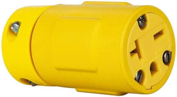 Value Collection - 250 VAC, 20 Amp, 6-20 NEMA, Straight, Ungrounded, Industrial Grade Connector - 2 Pole, 3 Wire, 1 Phase, Rubber, Yellow - Exact Industrial Supply