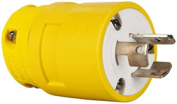 Value Collection - 125/250 VAC, 20 Amp, NonNEMA, Straight, Ungrounded, Industrial Grade Plug - 3 Pole, 3 Wire, 1 Phase, Rubber, Yellow - Exact Industrial Supply
