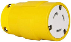 Value Collection - 125 VAC, 30 Amp, L5-30 NEMA, Straight, Ungrounded, Industrial Grade Connector - 2 Pole, 3 Wire, 1 Phase, Rubber, Yellow - Exact Industrial Supply