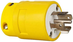 Value Collection - 277/480 VAC, 20 Amp, L22-20 NEMA, Straight, Self Grounding, Industrial Grade Plug - 4 Pole, 5 Wire, 3 Phase, Rubber, Yellow - Exact Industrial Supply