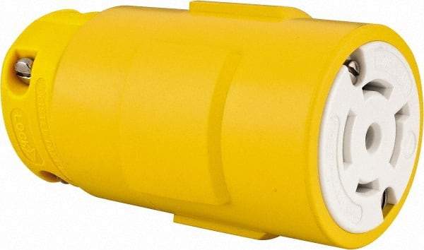 Value Collection - 277/480 VAC, 20 Amp, L22-20 NEMA, Straight, Self Grounding, Industrial Grade Connector - 4 Pole, 5 Wire, 3 Phase, Rubber, Yellow - Exact Industrial Supply