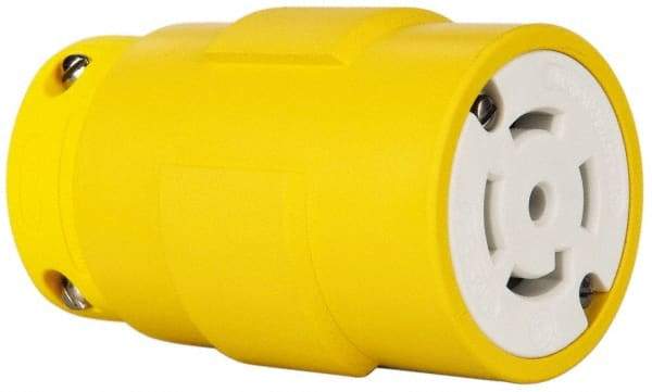 Value Collection - 347/600 VAC, 30 Amp, L23-30 NEMA, Straight, Ungrounded, Industrial Grade Connector - 4 Pole, 5 Wire, 3 Phase, Rubber, Yellow - Exact Industrial Supply
