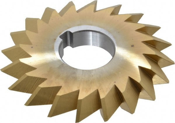 Made in USA - 4° 4" Cut Diam, 1/2" Cut Width, 1-1/4" Arbor, High Speed Steel Double-Angle Cutter - Exact Industrial Supply