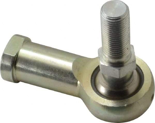 Alinabal - 1/2" ID, 1.3333" Max OD, 6,400 Lb Max Static Cap, Spherical Rod End - 1/2-20 RH, 3/4" Shank Diam, 1-3/16" Shank Length, Steel with Molded Nyloy Raceway - Exact Industrial Supply