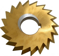 Made in USA - 4° 4" Cut Diam, 1/2" Cut Width, 1-1/4" Arbor, High Speed Steel Double-Angle Cutter - Exact Industrial Supply