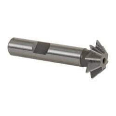 Made in USA - 3/4" Diam x 3/16" Width of Cut, 45° Included Angle, Shank Connection, High Speed Steel Single Angle Cutter - 3/8" Shank Diam, 2-1/8" Overall Length, Right Hand Cut, Uncoated - Exact Industrial Supply