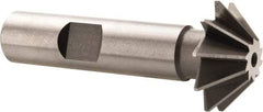 Made in USA - 1" Diam x 5/16" Width of Cut, 45° Included Angle, Shank Connection, High Speed Steel Single Angle Cutter - 1/2" Shank Diam, 2-1/2" Overall Length, Right Hand Cut, Uncoated - Exact Industrial Supply