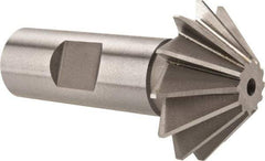 Made in USA - 1-1/2" Diam x 1/2" Width of Cut, 45° Included Angle, Shank Connection, High Speed Steel Single Angle Cutter - 3/4" Shank Diam, 2-3/4" Overall Length, Right Hand Cut, Uncoated - Exact Industrial Supply